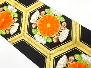 アンティーク　亀甲に菊模様織り出し袋帯（着用可）